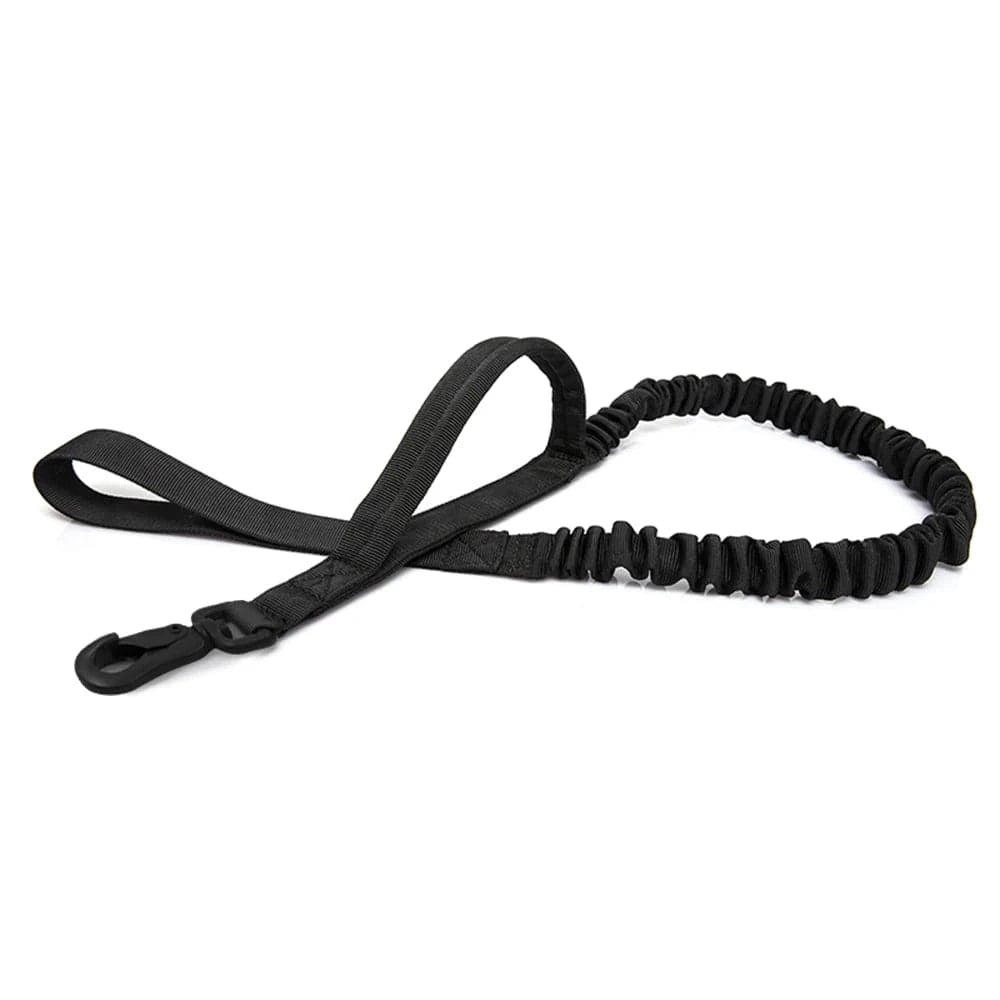 FluffyPaw Military Adjustable Dog Leash with Quick Release & 2 Handles Black