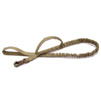 FluffyPaw Military Adjustable Dog Leash with Quick Release & 2 Handles Dark Khaki