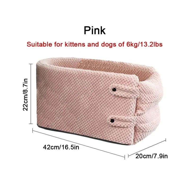 FluffyPaw Portable Dog Car Seat – Central Seat Carrier for Small Pets Pink / 42X22X20 Cm