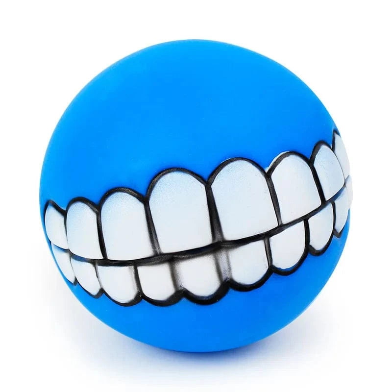 FluffyPaw Silicone Squeaky Dog Chew Toy – Interactive Puppy Ball Blue