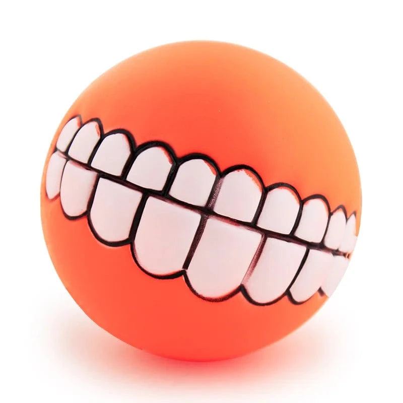 FluffyPaw Silicone Squeaky Dog Chew Toy – Interactive Puppy Ball Orange