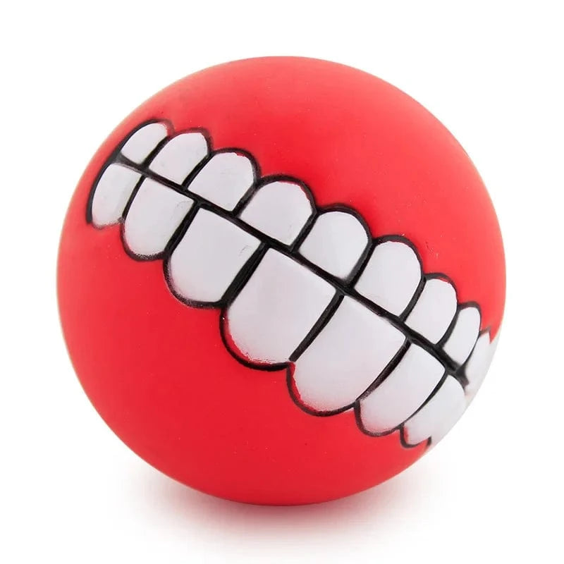 FluffyPaw Silicone Squeaky Dog Chew Toy – Interactive Puppy Ball Red