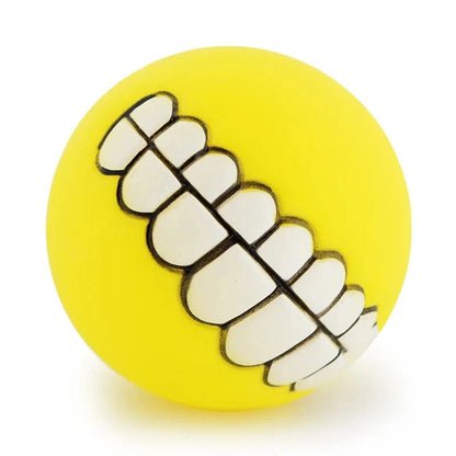 FluffyPaw Silicone Squeaky Dog Chew Toy – Interactive Puppy Ball Yellow