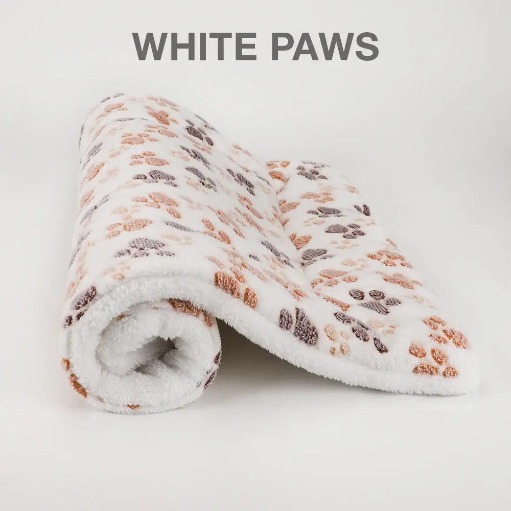 FluffyPaw Soft Flannel Thickened Fleece Blanket Pad White