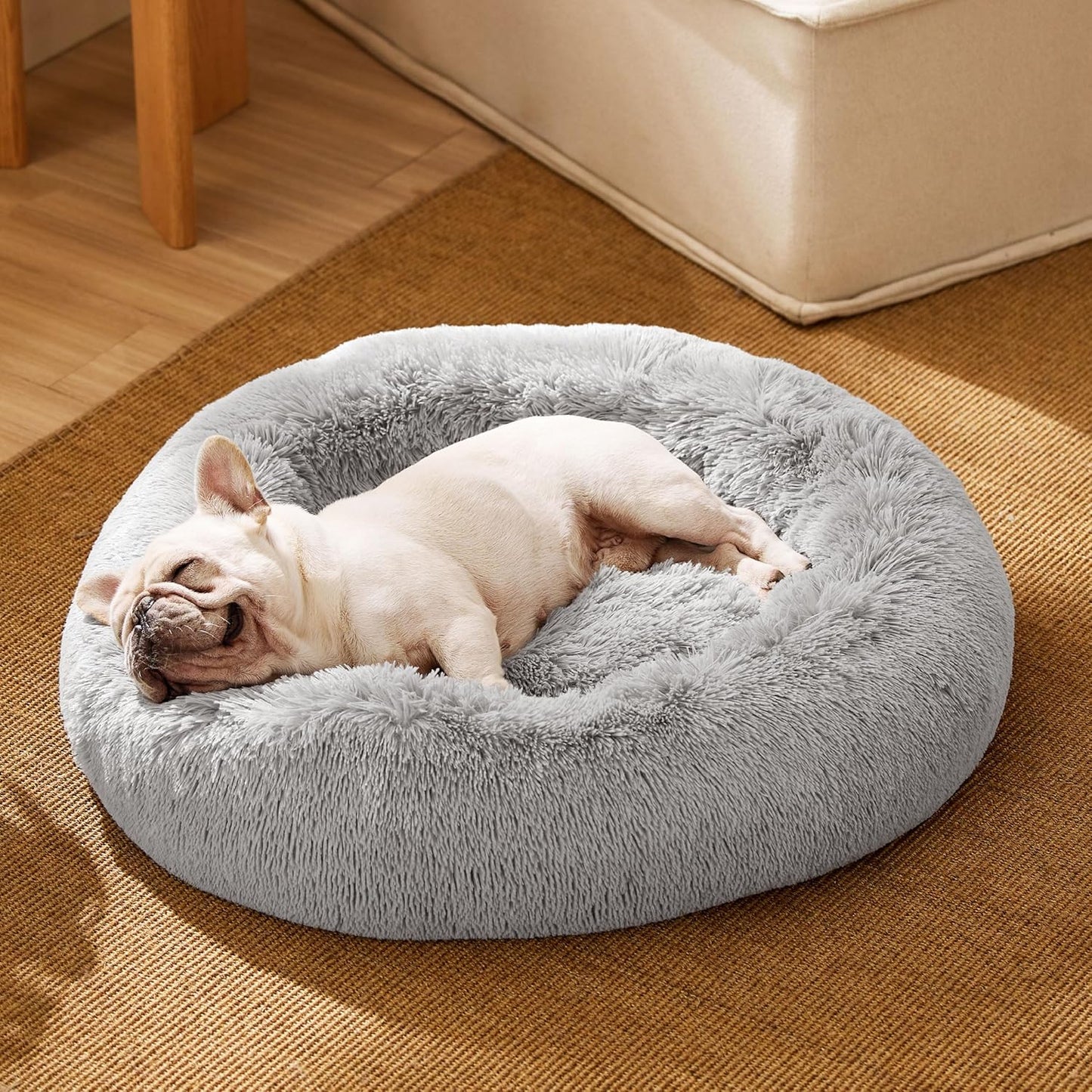 Fluffy Calming Donut Dog Bed