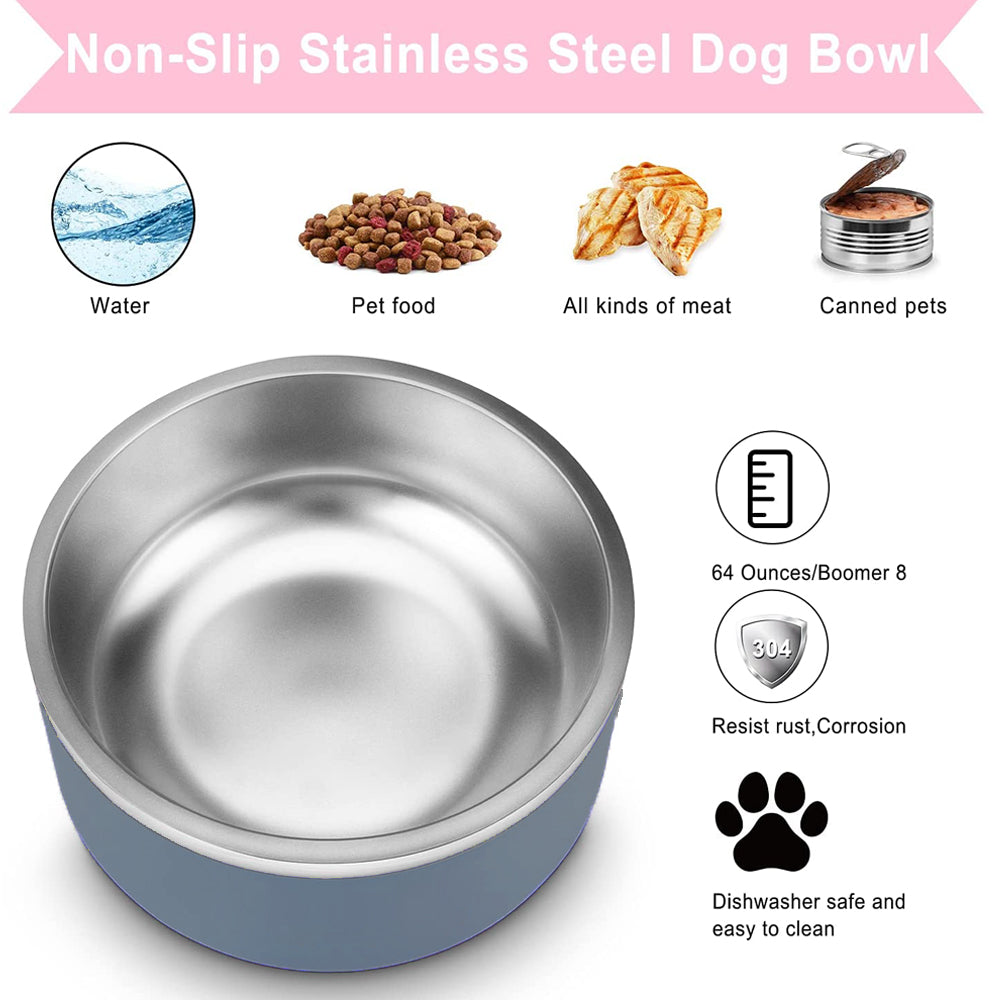 64oz Double Wall Insulated Stainless Steel Dog Food Bowl