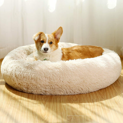 Fluffy Calming Donut Dog Bed