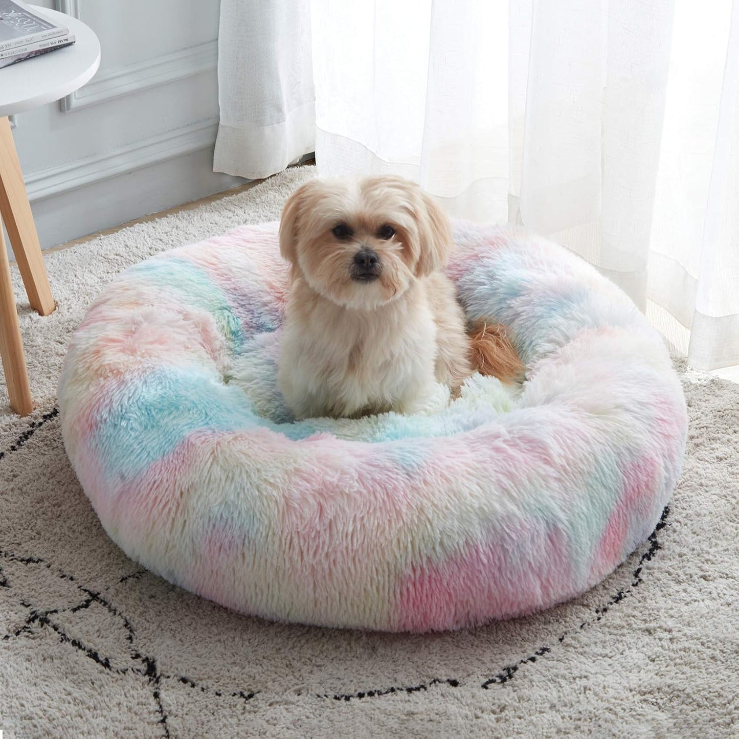 Fluffy Calming Donut Dog Bed